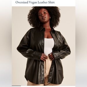 Abercrombie oversized vegan leather shirt jacket - size XS